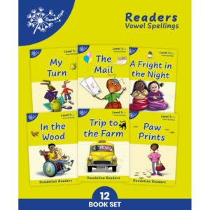 Dandelion Readers Vowel Spellings Level 1 decodable readers set with 12 books for K–2 phonics instruction