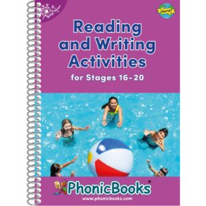 Cover of Dandelion World Reading and Writing Activities workbook for Stages 16–20 featuring non-fiction phonics activities