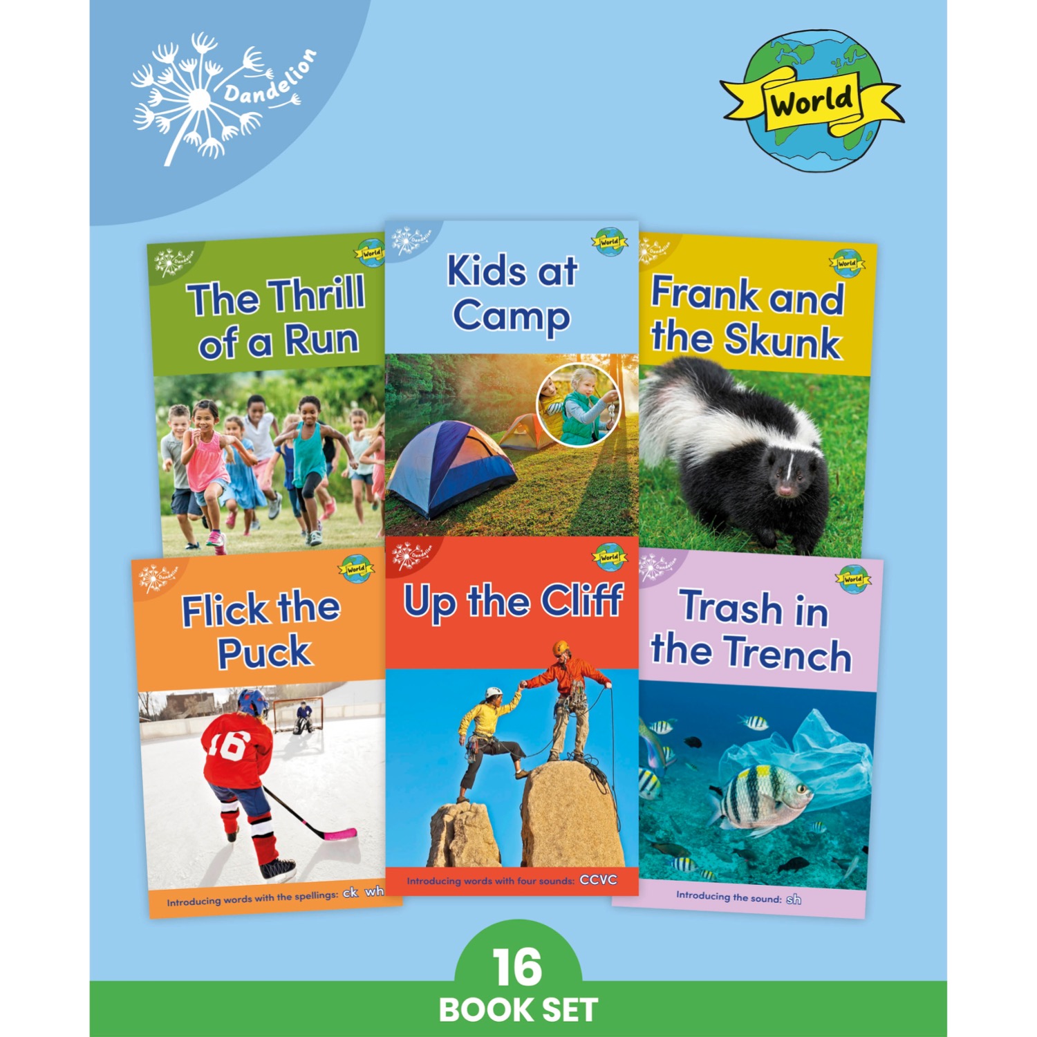 Dandelion World Stages 8–15 nonfiction decodable readers book set covers