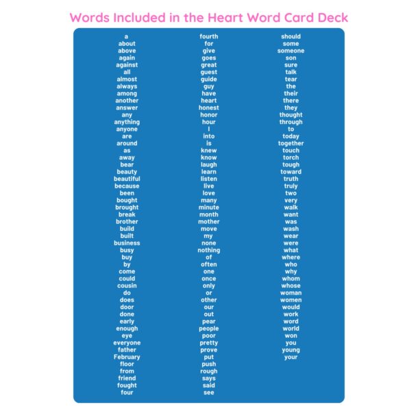 Heart Word Cards | Science of Reading High-Frequency Words