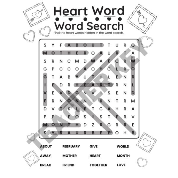 "Heart Word Search" Worksheet (Free Downloadable!) - Image 2