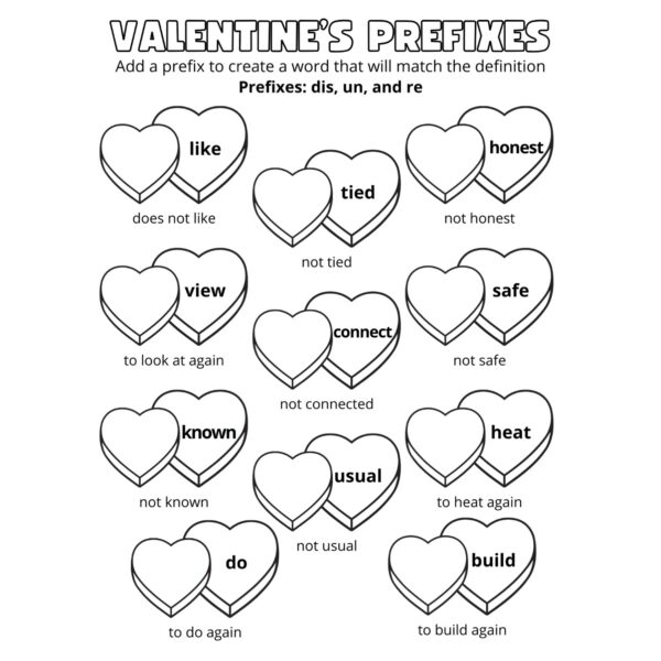 "Valentine's Day Prefixes" Worksheet (Free Downloadable!)